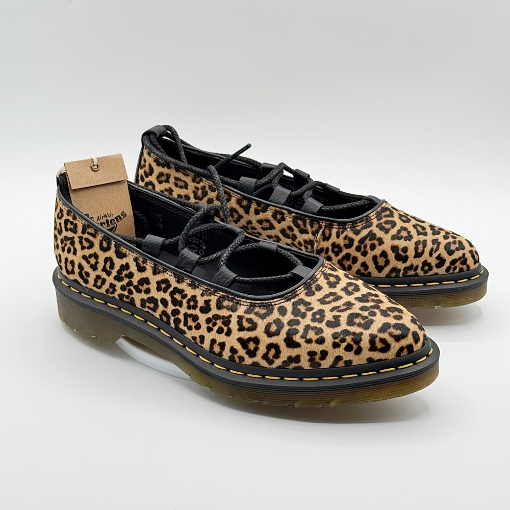 Dr Martens Elphie II Pointed Toe Ballet Flat / Size 9 Womens / Leopard Hair NEW